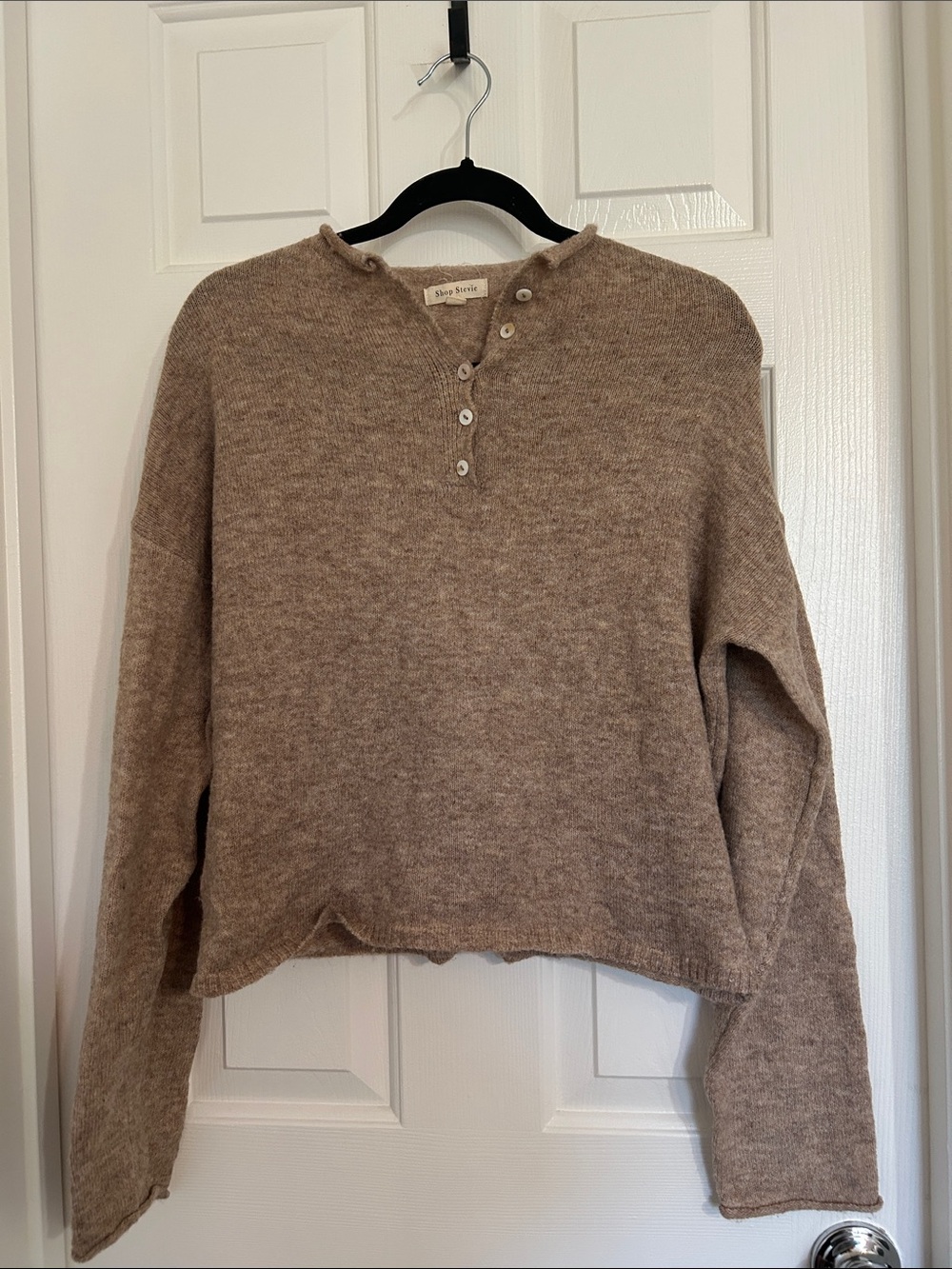 Shop Stevie Beige Button-Up Knit Cardigan